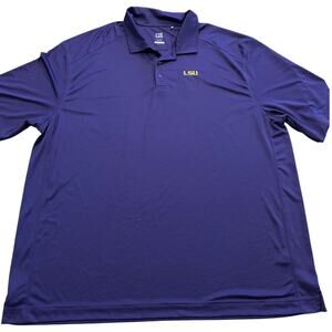 LSU Tigers Size 4XT Cutter & Buck Sport Polo Logo Shirt Purple Short Sleeve